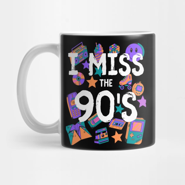 I Miss the 90's Nostalgia Vintage 1990s Throwback T-Shirt Orange/Purple/Turquoise/Pink by Jack of All Dreams